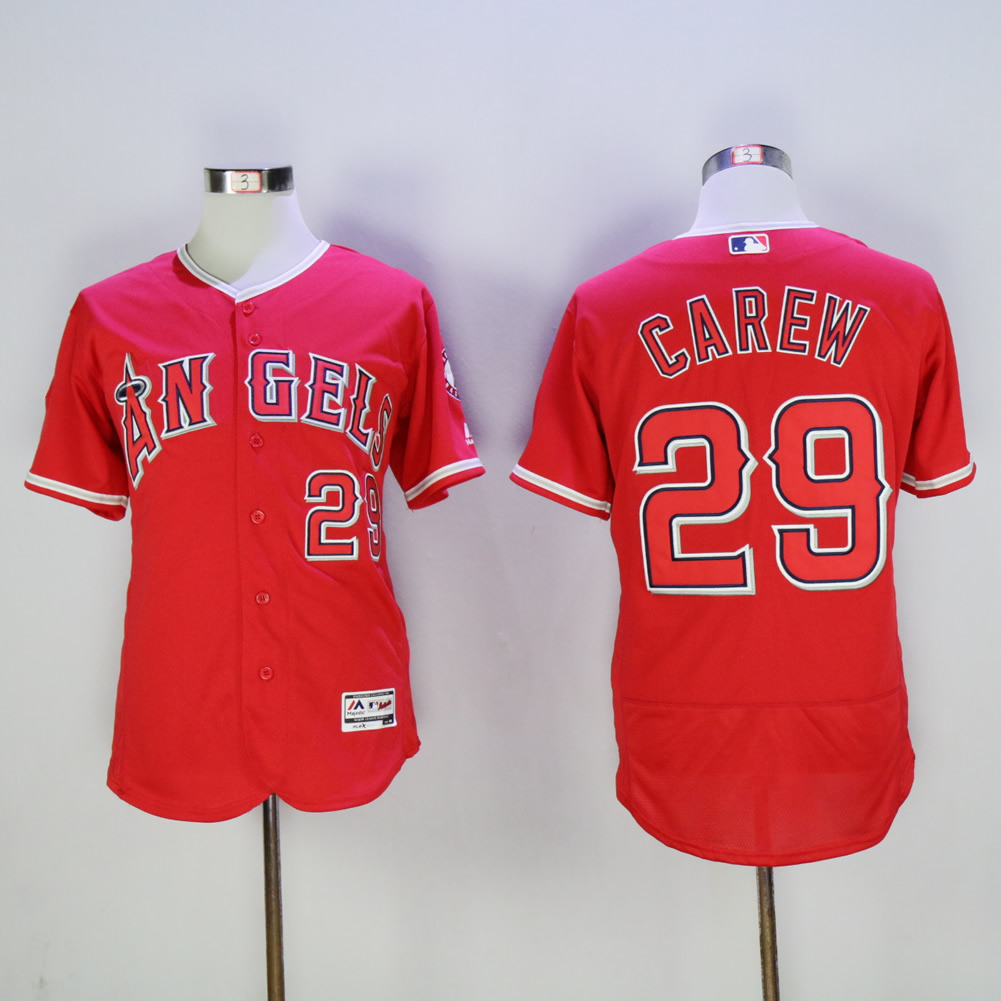 Men Los Angeles Angels 29 Carew Red MLB Jerseys